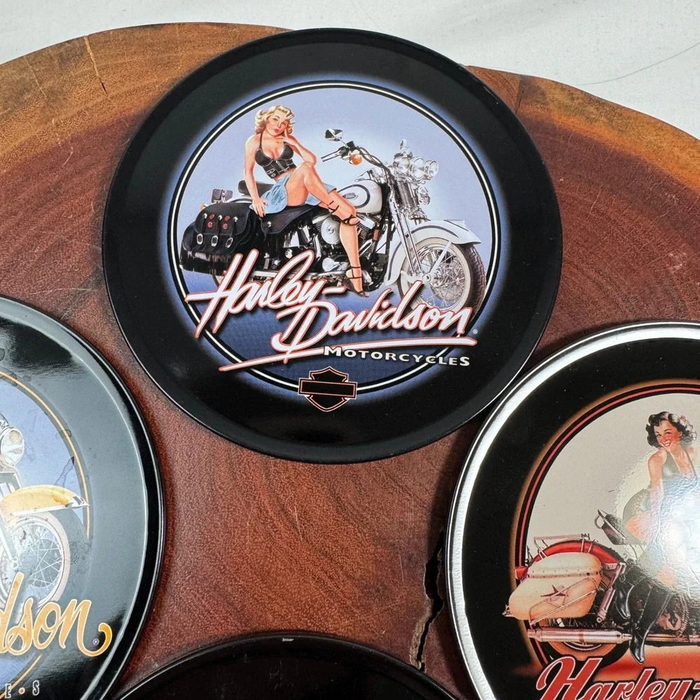 Harley-Davidson American Beauties Pinup Girl Tin Coaster Set 2010 4 Piece